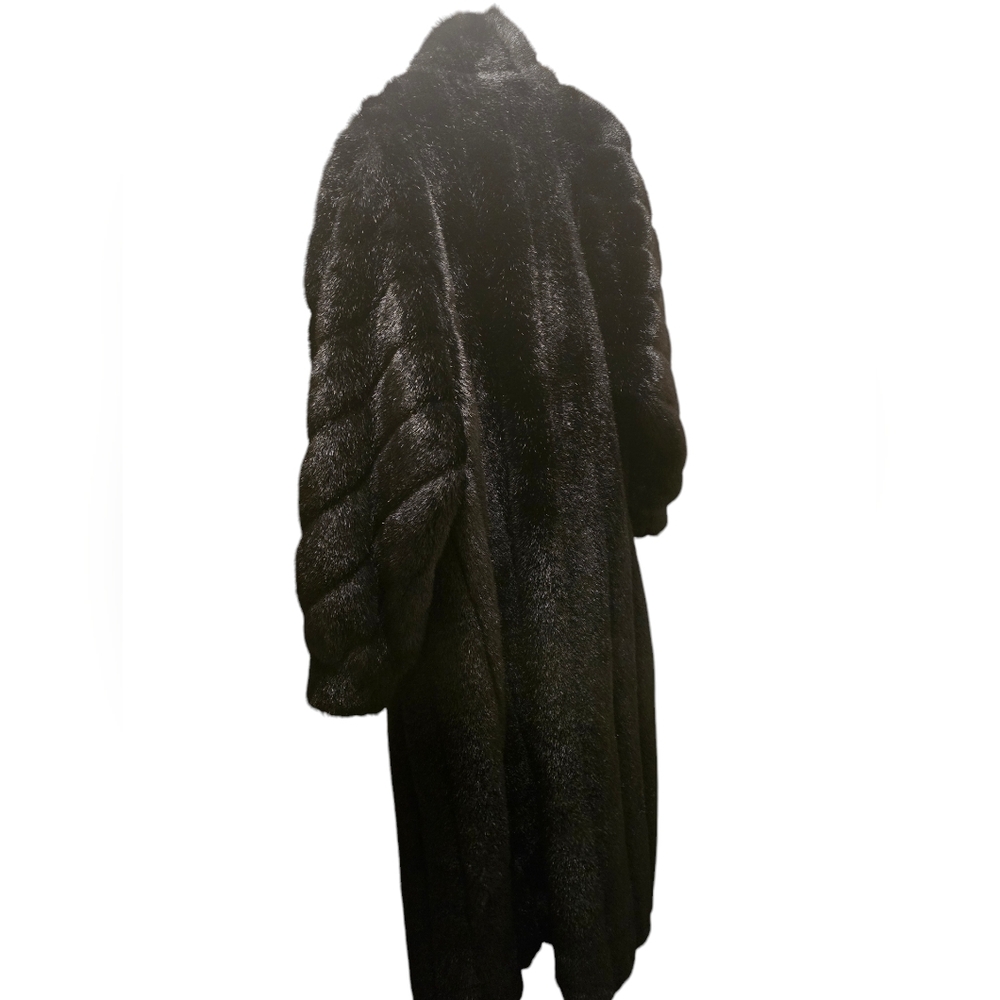 Glam Black Faux Fur Coat for Women no shedding size medium - Picture 3 of 7